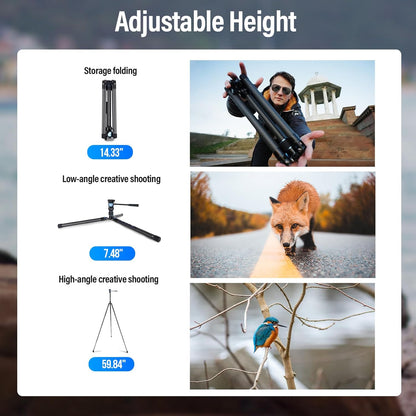 SIRUI Traveler X lichtgewicht koolstofvezel statief met panoramische videokop, 151,9 cm compact camerastatief met snelle pootinstelling, maximale belasting 11 pond (vloeistofkop/AT-10)