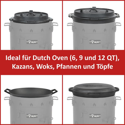 BBQ-Toro cast iron kazan with kazan stove Ø 35 cm | cast iron pan with lid 12.1 l | goulash kettle, fire kettle, outdoor stove - QUORE