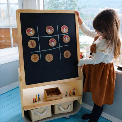 BanaSuper Verstelbare kinderezel met dubbel magnetisch oppervlak, whiteboard en whiteboard, kunstschildersezel voor kinderen, stille wielen, EN71-gecertificeerd en opbergtas