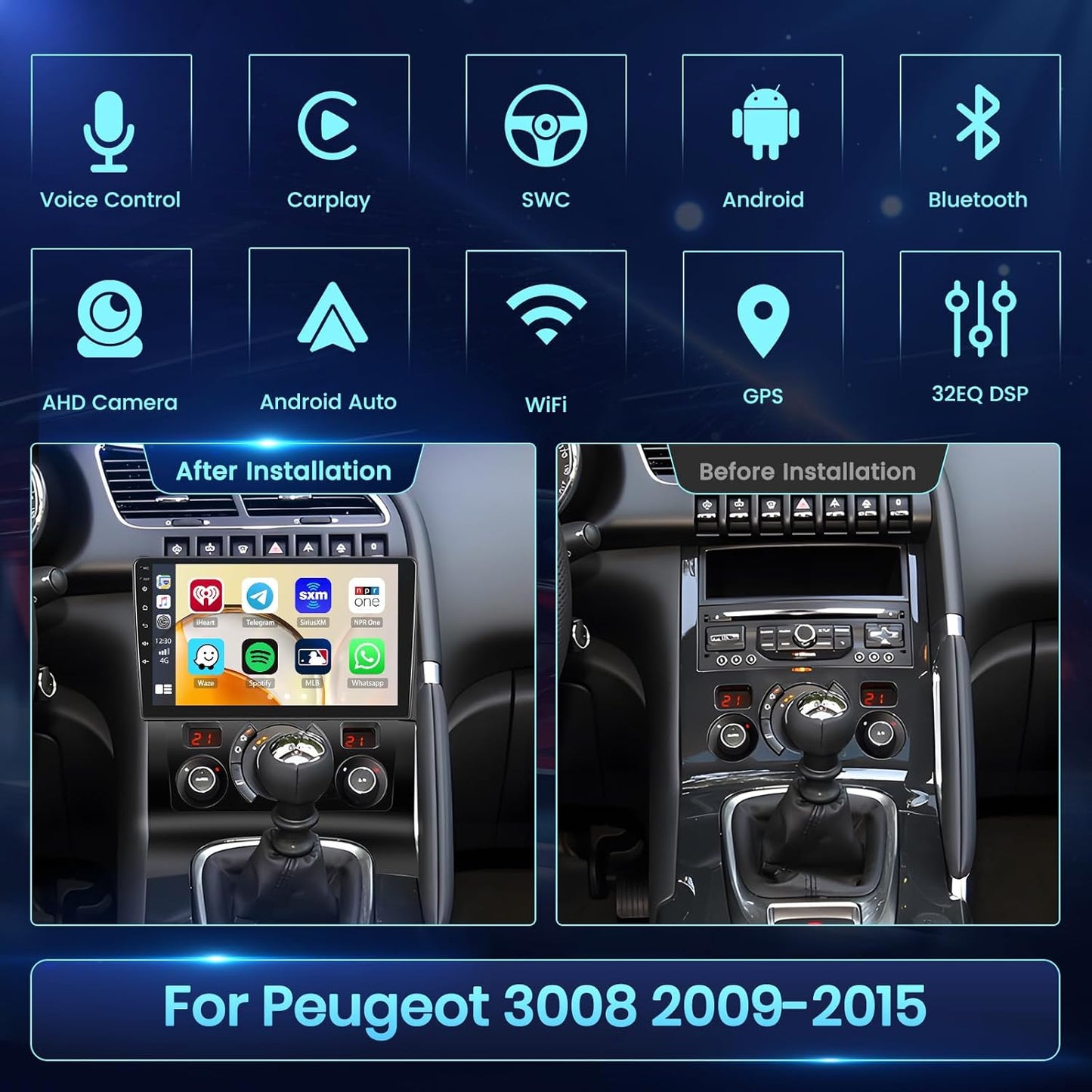 Autoradio Peugeot 3008 – Android Radio – Navigatie Systeem – Multimedia Speler – Bluetooth Stereo – 7 Inch Touchscreen – Handsfree Bellen – Achteruitrijcamera Ondersteuning