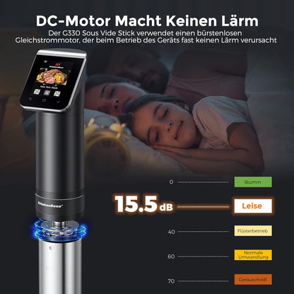 KitchenBoss Sous Vide Garer Stick WLAN: G330 Wifi precisiekooktoestel, nauwkeurige temperatuurinstelling tot 90 graden Celsius, IPX7 waterdicht, TFT, onderdompeling 360 graden circulatie met timer