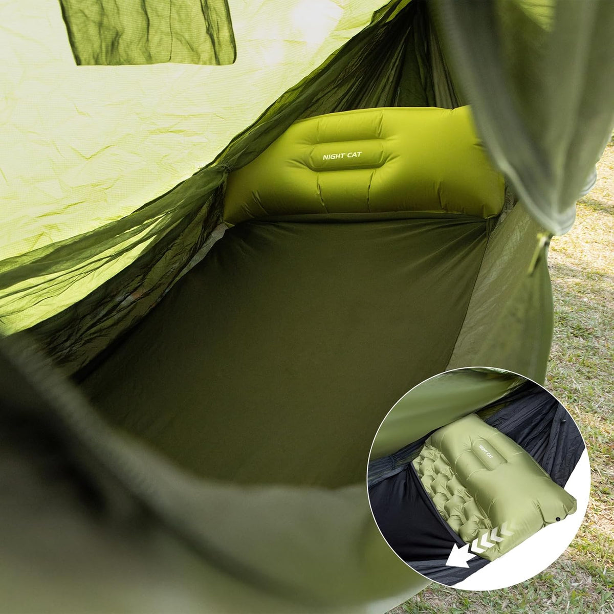 Night Cat Hammock with Mosquito Net: Design One Piece Hammock with Tarp Lightweight Portable for 1 Person Camping Hiking Green