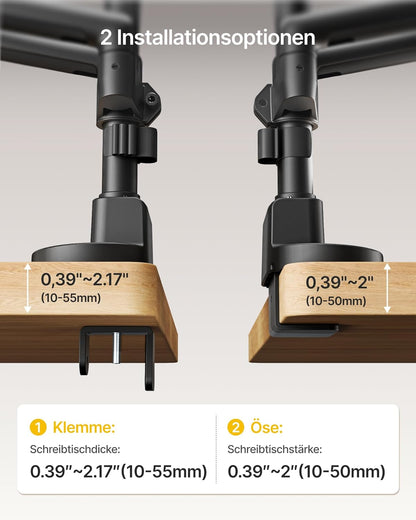 monTEK Dual Monitor Desk Mount met USB A/C voor 17-40"