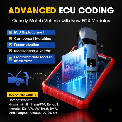 Autodiagnose Scanner – OBD2 Scanner – Foutcode Lezer – Diagnose Tool – All-systeem Scanner – Bi-directionele Communicatie – 38+ Servicefuncties & ECU Online Codering