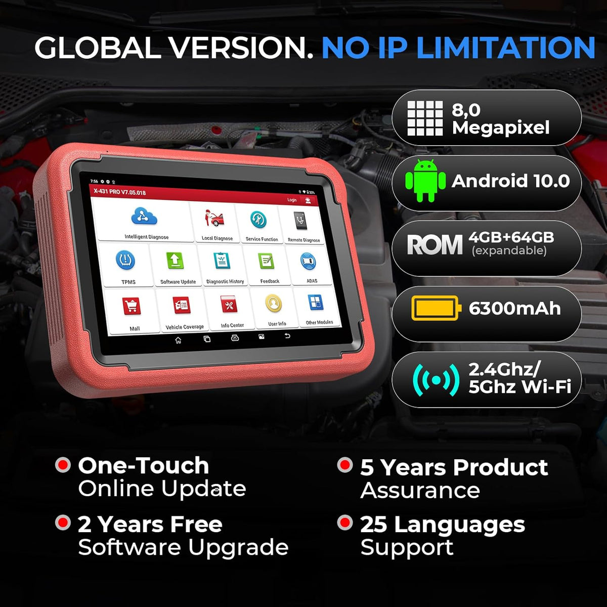 LAUNCH Start X431 PROS V -auto van het diagnostische apparaat van het compleet Level OE -systeem, bidirectionele controle, immobiele service, sleutelprogrammering, ECU -codering