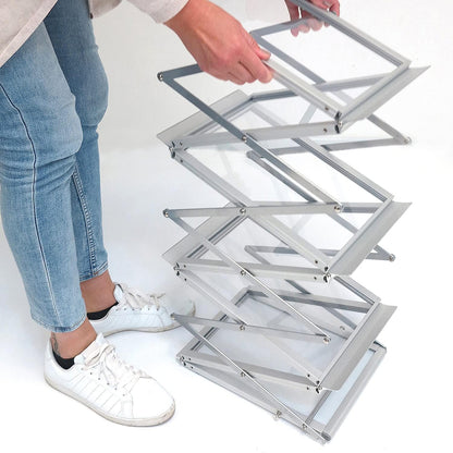 DisplayLager - Brochurestandaard, opvouwbaar incl. draagtas van aluminium. Bodembrochurestandaard staand formaat vouwbrochurestandaard (zilver, A4)