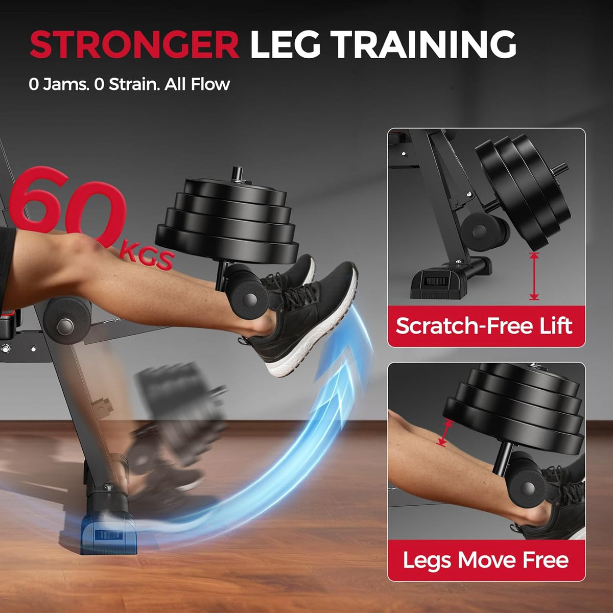 FLYBIRD Multifunctionele Gewichtbank, Krachtraining voor Huisgym, Eenvoudig Opklapbaar & Instelbaar, 360KG Capaciteit met Bicepcurlsteun / 544KG Zware Gewichtbank
