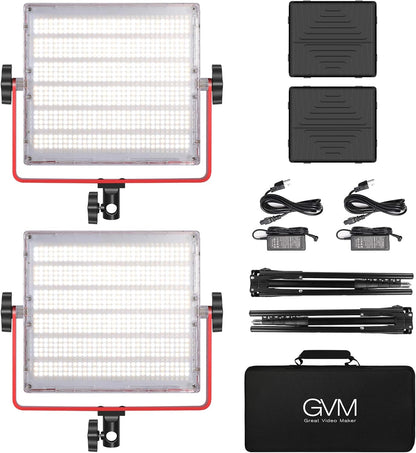 GVM LED videolicht RGB, 50W LED video verlichting met APP-bediening, 1200D fotografie verlichting voor videolicht voor studio video youtube fotografie studioset, 3200K-5600K, aluminiumlegering, CRI 97