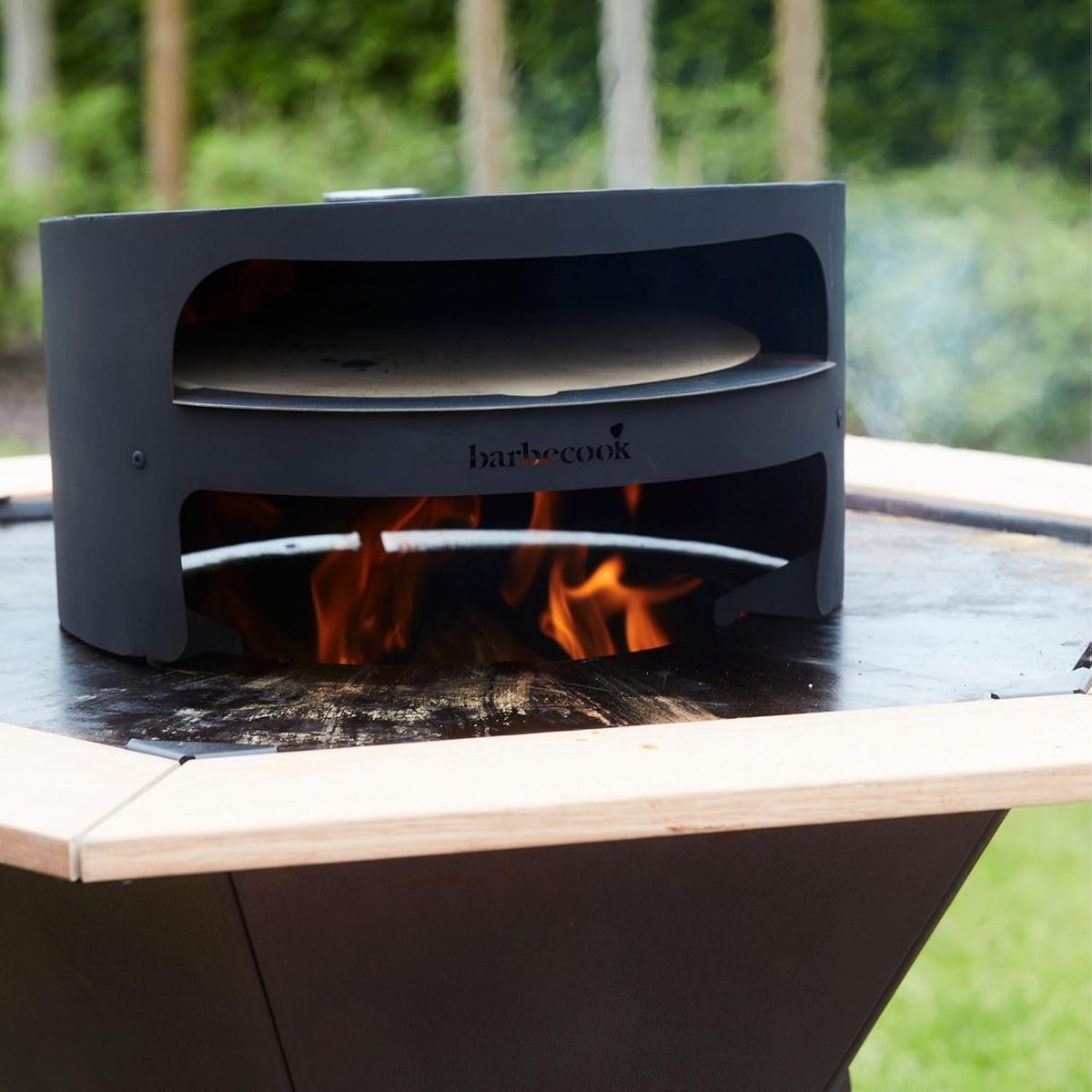 Barbecook pizza oven houtgestookt Dynamic centre 36 cm kookoppervlak, compatibel met openhout bbq Nestor, 51,5 x 46 x 27,5 cm