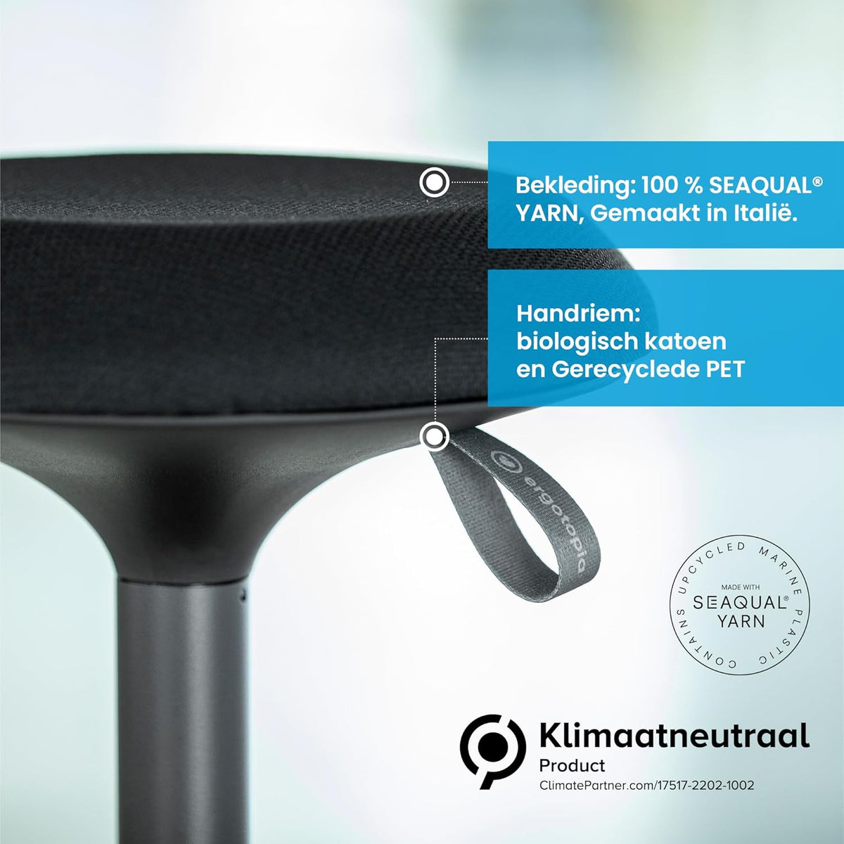 Ergotopia Dykó Ergonomische Bureaukruk - Ergonomische kruk met zwaaieffect - In hoogte verstelbaar Stabiliteitskruk 56-83 cm - 360° draaibare werkplekkruk met dynamische voet