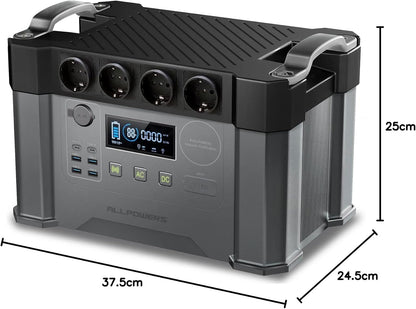 Draagbare Powerstation – Mobiele Accupack – Solar Generator – Noodstroomvoorziening – Camping Accu – 2400W Continu Vermogen – 1451Wh LiFePO4 Batterij