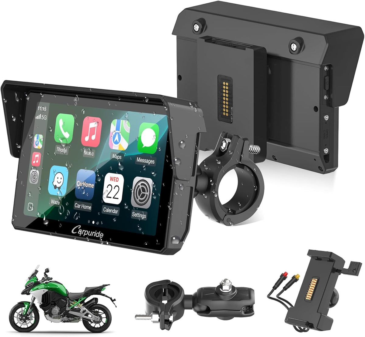 Motor GPS – Motornavigatie – Motor Navigatiesysteem – Motorfiets GPS – Motorfiets Navigatie – Draadloze CarPlay & Android Auto – 5 Inch Waterdicht Touchscreen