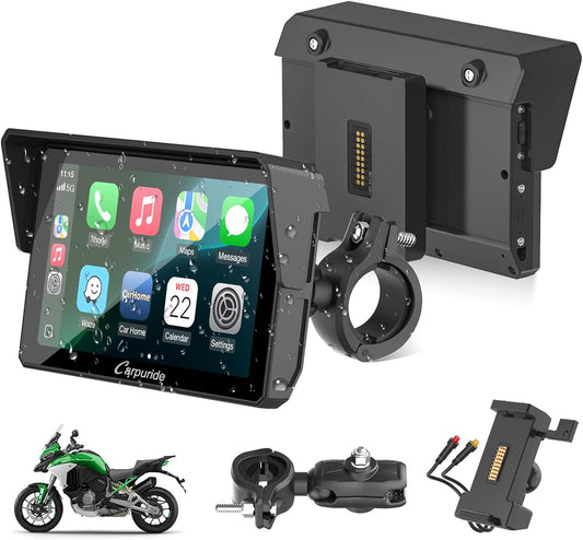 Motor GPS – Motornavigatie – Motor Navigatiesysteem – Motorfiets GPS – Motorfiets Navigatie – Draadloze CarPlay & Android Auto – 5 Inch Waterdicht Touchscreen
