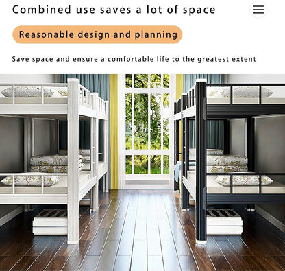 Hoogslaper 120x200 Metalen Bedframe Dubbelstapelbed Volwassen Etageslaper Stapelbed met Ladder en Bedframe Robuust Dubbelstapelbed van Staal voor Tieners en Volwassenen (Wit, 120x200cm)
