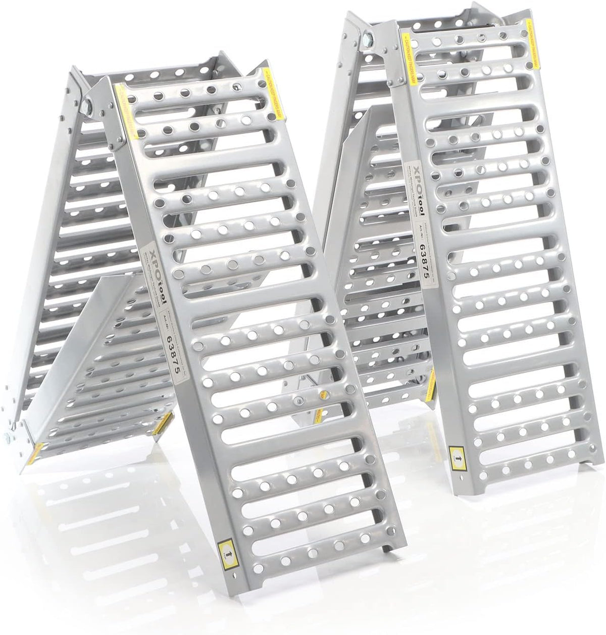 XPOtool 2x oprijplaten 340 kg 3-voudig inklapbaar 195,5x23 cm slipvast staal laadplaten voor motoren