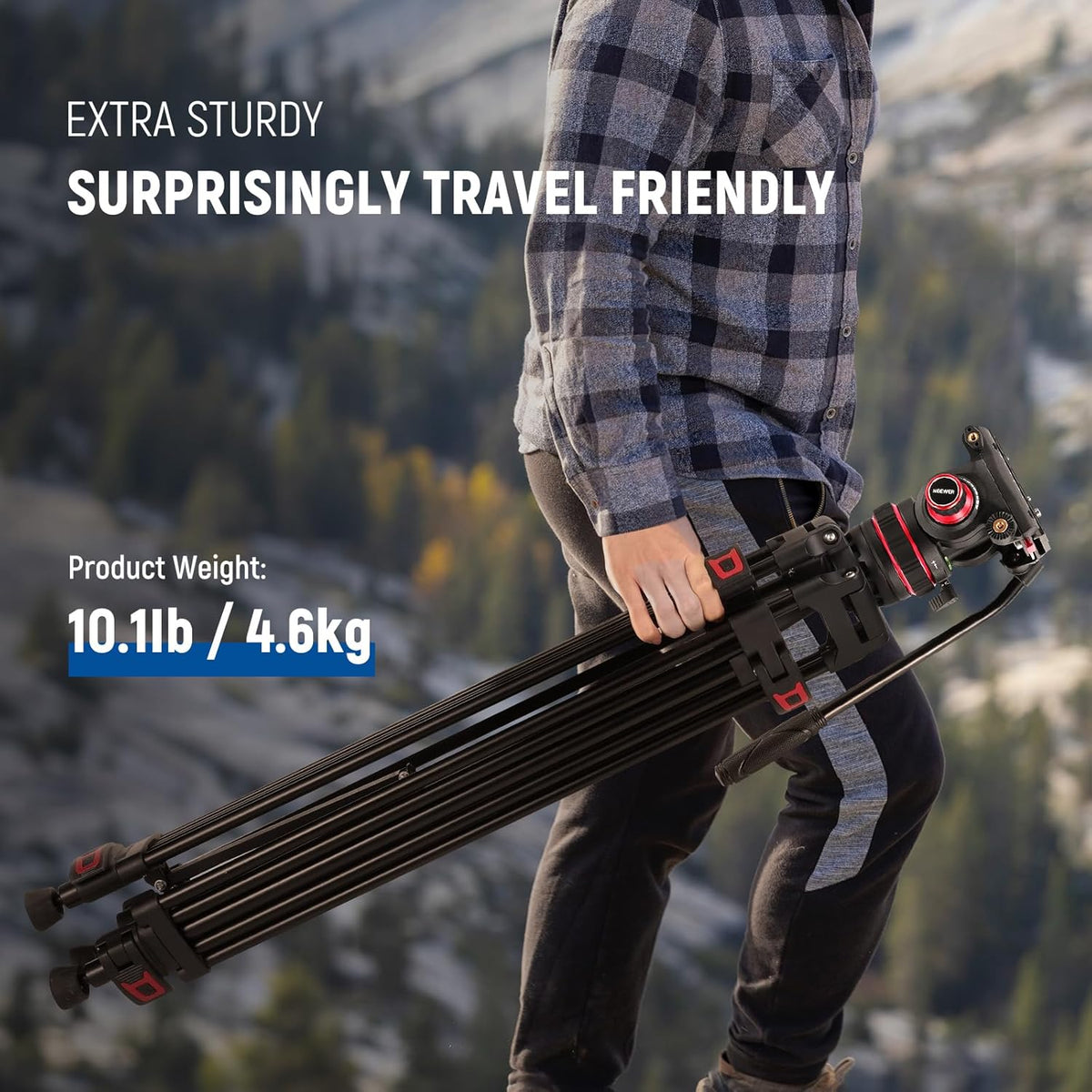 Videostatief – Camerastatief – Camera Statief – Tripod – Filmstatief – Vloeistofkop Met Instelbare Demping – 360° Draaibaar Met +90°/-75° Kanteling