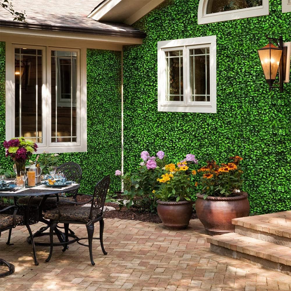 Ybaymy 12 Stuks 24 x 16 Inch Kunstmatige Hedge, Kunstgras Gazon, UV-bescherming, Outdoor voor Tuinhek Achtertuin Groene Muren