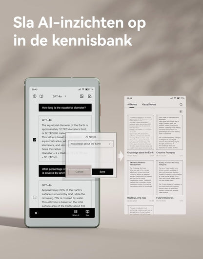 VIWOODS 6,13’’ AiPaper Reader met 4G-connectiviteit, Ultradunne & Lichte E Ink eReader, AI-geïntegreerd, 300PPI, Instelbaar Frontlicht, 128GB Opslag