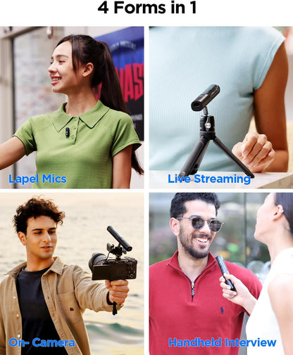 BOYA Magic Draadloze Lavalier Microfoon voor Camera/iPhone/Android (geen standaard) Clip-on, Handheld, Desktop, On-Camera 4-Vorm Mini Microfoon voor Vlogging, Streaming, TikTok, YouTube (2TX+3RX)