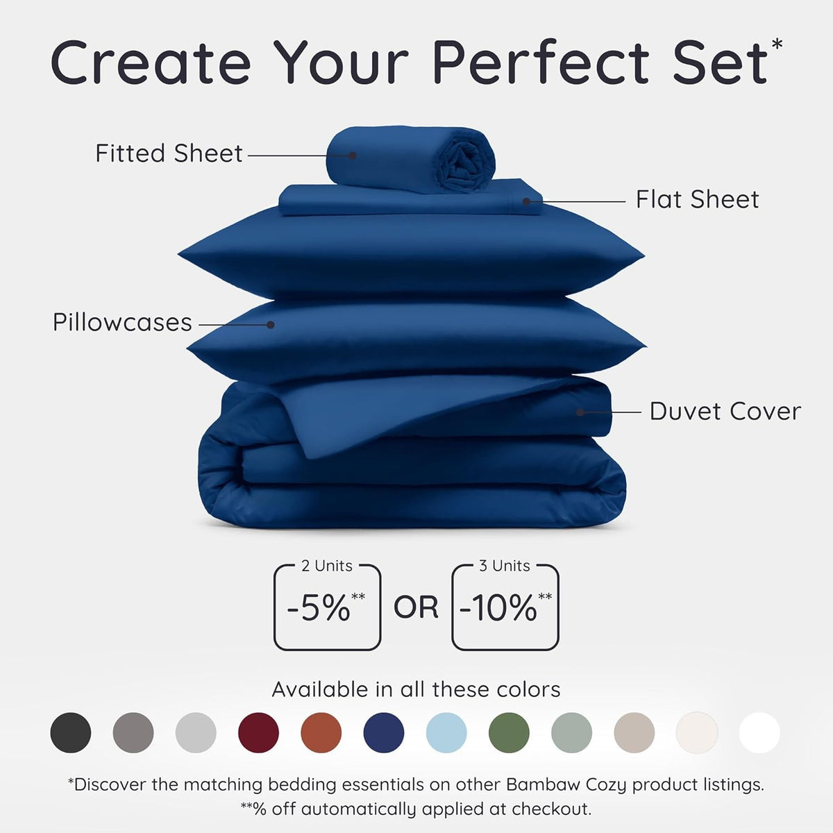 Bambaw – Dekbedovertrek 260x240 cm, 100% Bamboe, Hypoallergeen, Zacht en Ademend Dekbedovertrek, Voor Zomer en Winter – Blauw marine