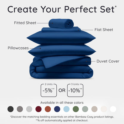 Bambaw – Dekbedovertrek 260x240 cm, 100% Bamboe, Hypoallergeen, Zacht en Ademend Dekbedovertrek, Voor Zomer en Winter – Blauw marine
