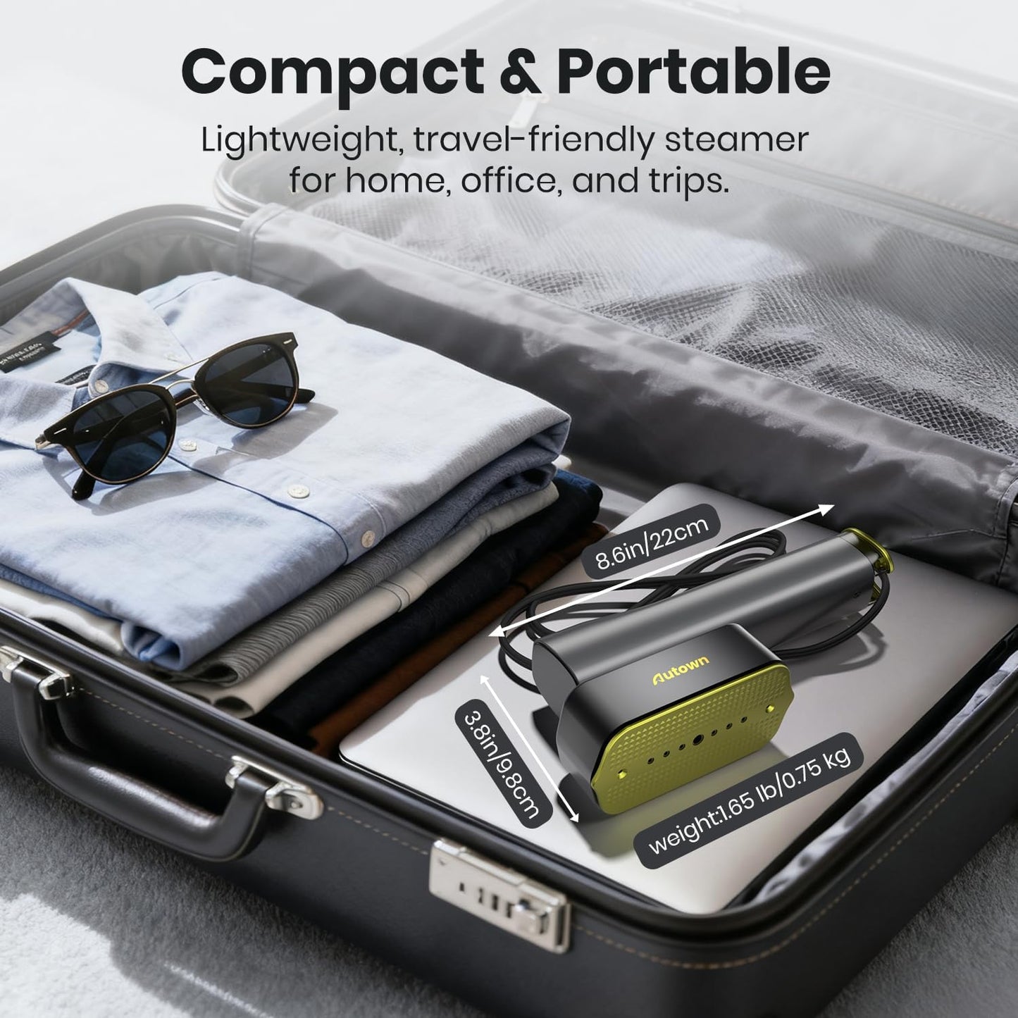 Kledingstomer – Reisstomer – Handstomer – Draagbare reisstomer – Stoomapparaat voor kleding – Compact en draagbaar – Snel kleding opfrissen