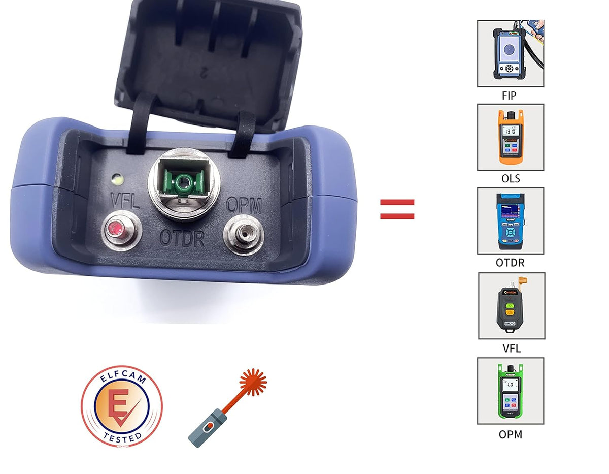 Elfcam® - OTDR voor FTTH, 24dB/22dB 1310nm/1550nm, draagbare 4-in-1 OTDR + VFL+ OPM + OLS, OTDR glasvezeltester/optische domein reflectometer, tot 60 km (ELF-3800)