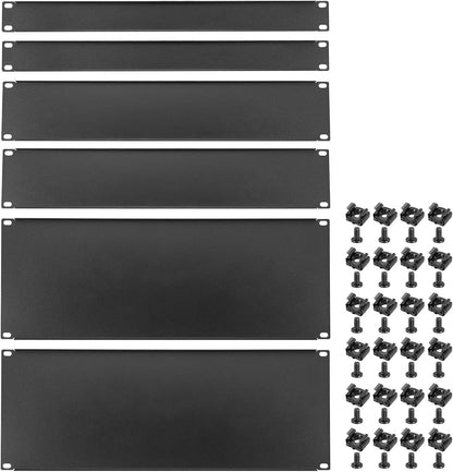 PATIKIL 1U, 2U, 4U Blank Panel Metalen Rack Mount, 19 Inches, 2 Set Filler Panel Mount Spacer Rack Blanking Panel Kit voor Behuizing Server Rack Cabinet Zwart