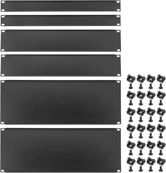 PATIKIL 1U, 2U, 4U Blank Panel Metalen Rack Mount, 19 Inches, 2 Set Filler Panel Mount Spacer Rack Blanking Panel Kit voor Behuizing Server Rack Cabinet Zwart