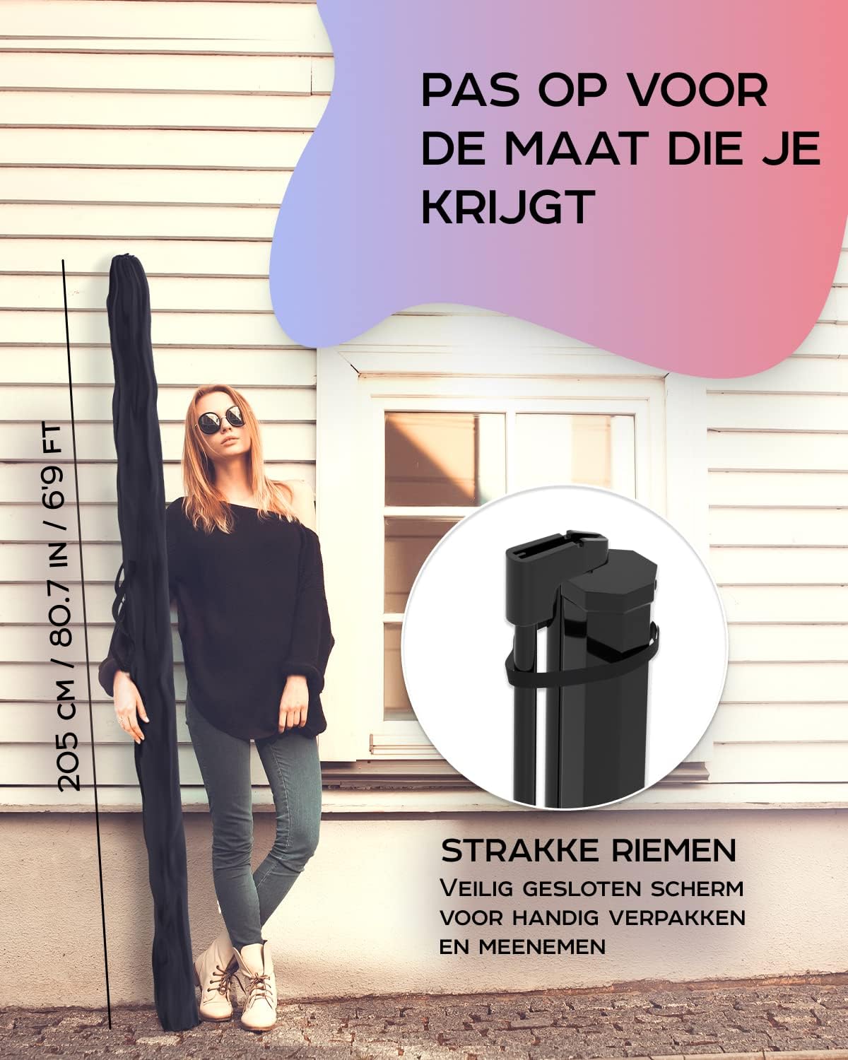 PropVue Projectorscherm met standaard, 84 inch (ca. 213 cm), 16:9 HD premium kreukvrij statiefscherm voor projector, met draagtas en strakke riemen