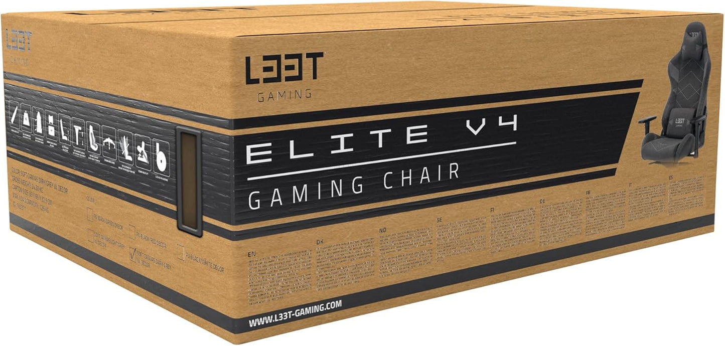 L33T Gaming Gamingstoel, kunstleer, donkergrijs, normaal