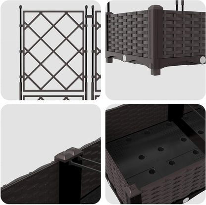 Trellis Garden Planter Set of 5 Brown 120 x 120 x 125.5 cm Height Adjustable for Balcony and Open Spaces - QUORE