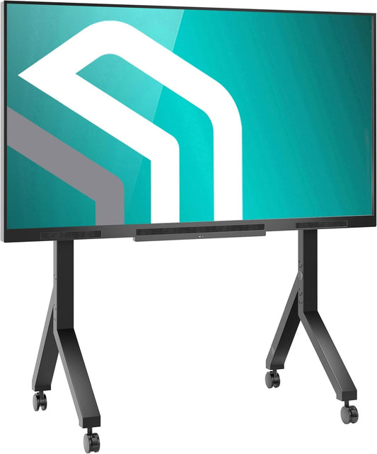 ONKRON TV-standaard op wielen voor 70-110 inch televisies tot 120,5 kg, in hoogte verstelbare TV-standaard max VESA 1000x800, mobiele TV-wagen met wielen/TV-rollwagen met plank zwart TS2081-B