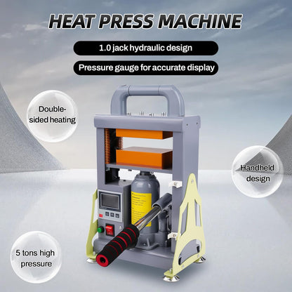Victool Rosin Presse 5T, 600 W hydraulische hete pers, dubbelzijdige verwarming, extractiemachine voor colofonium, droogbloemen, bloemen, bloemenplantenextracten, nauwkeurige controller