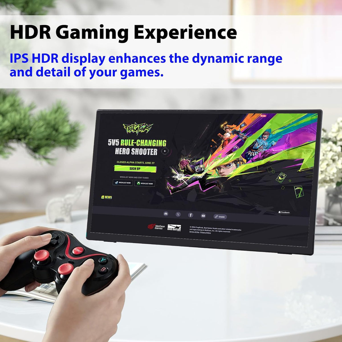 GeeekPi 18,5 inch draagbare monitor, 1920 x 1080 IPS touchscreen, 120 Hz, 1080p touch-display met HDMI USB-C, ingebouwde luidsprekers, standaard VESA voor Xbox PS4/5, laptop, Mac, PC