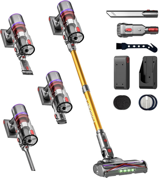 Draadloze Stofzuiger – Steelstofzuiger – Snoerloze Zuiger – Huisstofzuiger – Handstofzuiger – 550W Brushless Motor – 65 Minuten Accuduur - QUORE