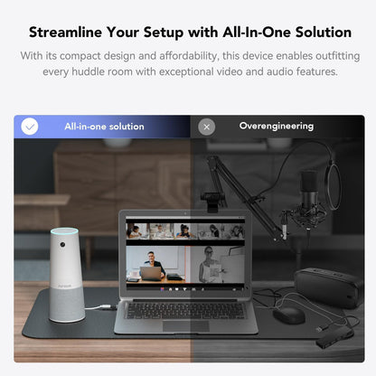 Nuroum C20 All-in-One webcam met microfoon en luidspreker, 1080p Full HD met 100° groothoek, videocamera met AI-ruisonderdrukking, webcam PC USB plug & play voor Windows/Mac
