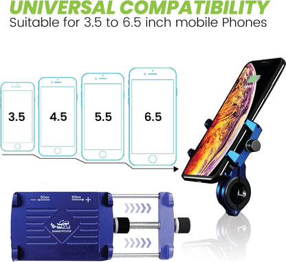 Grandpitstop - Claw Grip Aluminium Waterproof Bike/Motorcycle/Scooter Mobile Phone Holder Mount, Ideal For Maps And Gps Navigation - Blue