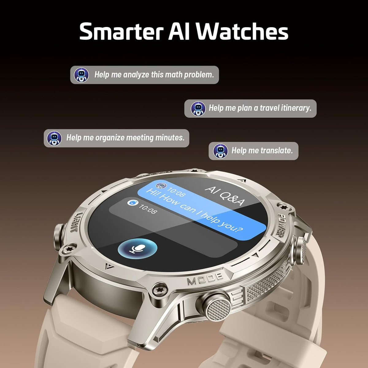 GPS Smartwatch voor heren met offline kaarten, kompas, 5 ATM waterdicht, 21 dagen accu, 143 inch AMOLED, KI/hartslag-/zuurstof-/stress-/slaapmonitor, 178 sportmodi, sporthorloge voor Android iOS, kaki - QUORE
