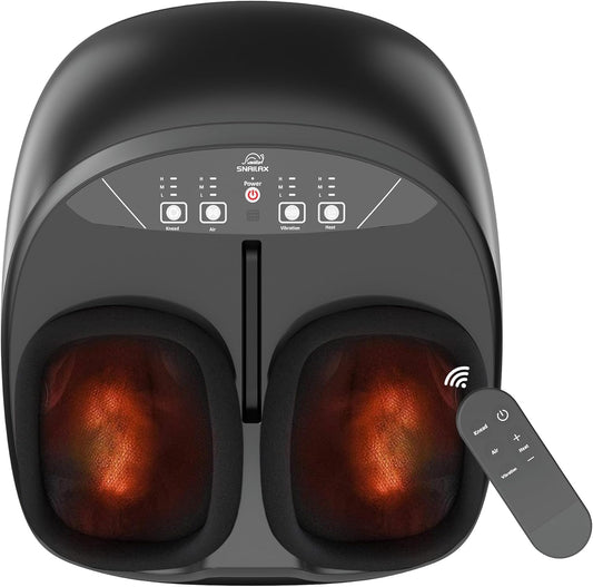 Snailax Voetmassageapparaat met warmte, Shiatsu-voetmassageapparaat, elektrisch met kneden, compressie, trillingsrollen, massage voor voeten, voetenwarmer met afstandsbediening, cadeaus voor vrouwen