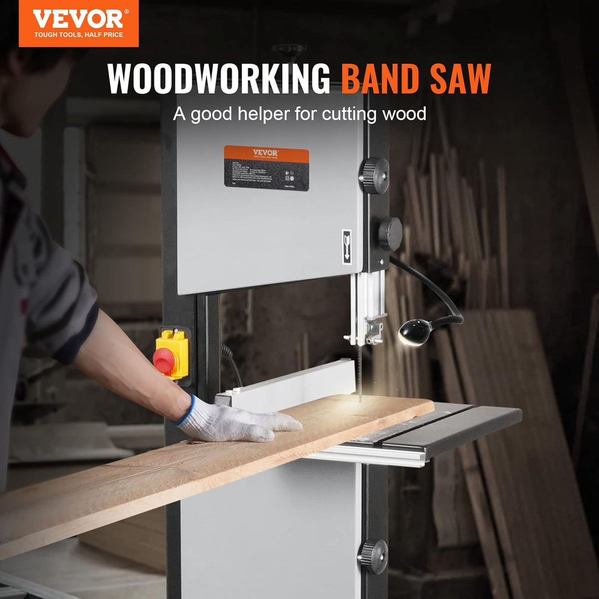 VEVOR Benchtop Band Saw 10 Inch Dual-Speed (560 & 1100 RPM) 370W 1/2HP Motor Including Metal Stand, Work Light, Fence and Mitre Gauge for Wood, Aluminium, Plastic Crafts