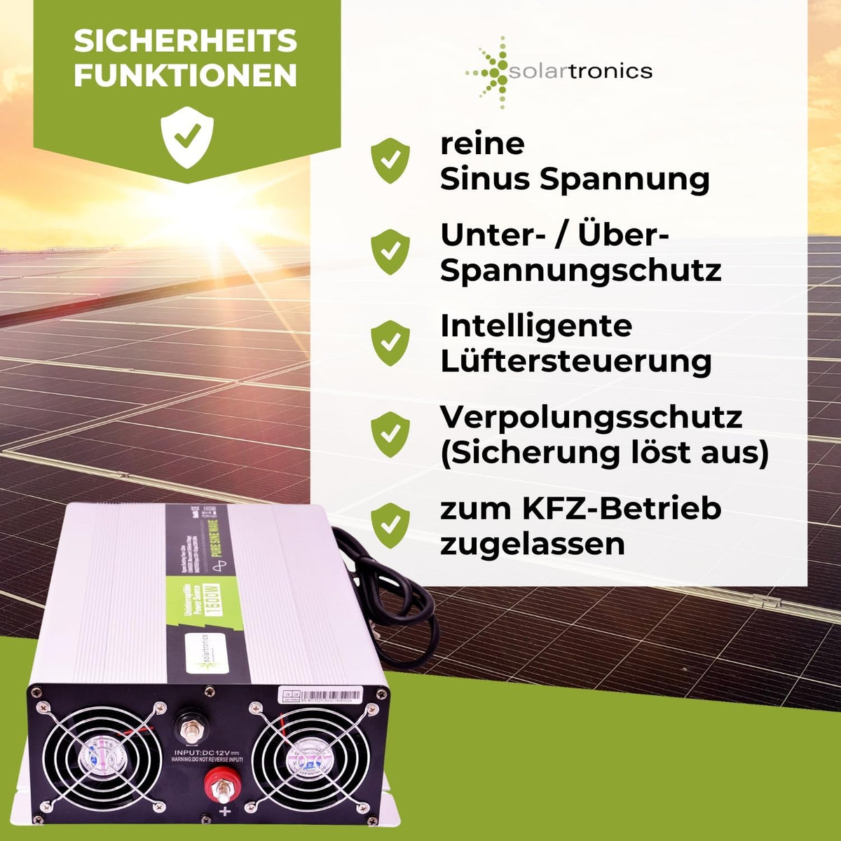 solartronics spanningsomvormer USV 12V NPS 1500/3000 Watt zuivere sinus UPS inverter