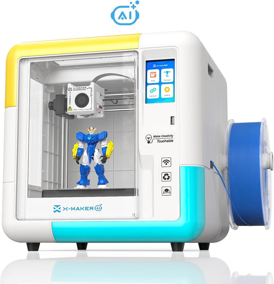 X‑Maker 3D-Printer met Ontwerpsoftware, AI-Ontwerpsoftware, Uitgebreide Printbibliotheek, Zelfontwikkelde App en 15 Ontwerpmodules,Snel 3D-Printen