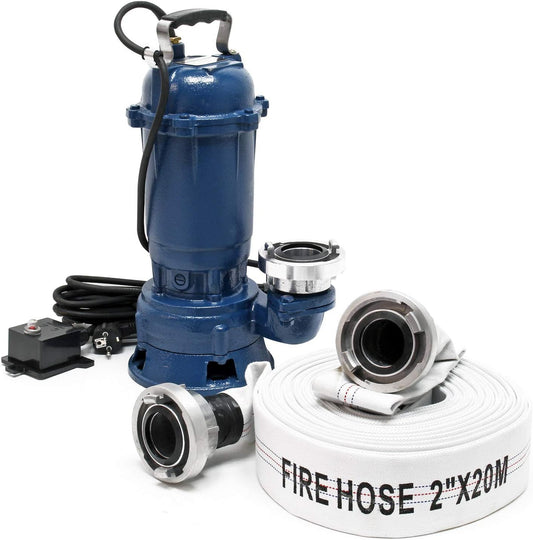 Wiltec vuilwaterpomp 1500W dompelpomp met 22.800l/h doorstroming incl. 20m slang