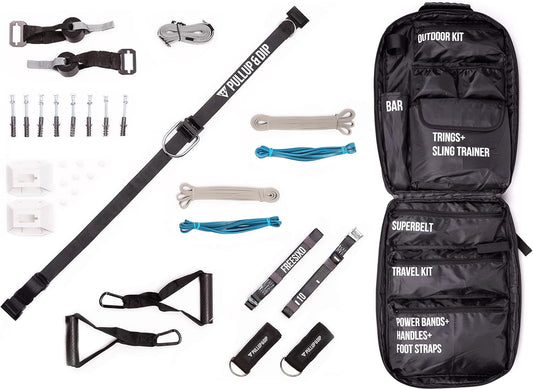 FREESIXD Suspension and Resistance Trainer Set - Sling Trainer for Home and Travel for Wall and Door. Full Body Training Equipment Including Suspension Straps, Resistance Bands, Door Anchor, Fitness - QUORE