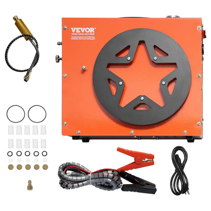 VEVOR Air Compressor PCP Portable 30MPa Water Cooling Integrated Fan, Automatic Shutdown, DC 12V/AC 230V Paintball Tank Compressor for Air Gun, Diving Bottle