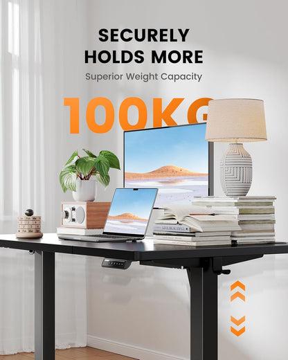 ErGear Electric Standing Desk - 140x80cm-100kg Load Capacity Height Adjustable Desk with Advanced Brushless Motor, Quiet Operation, Sturdy Metal Frame - QUORE