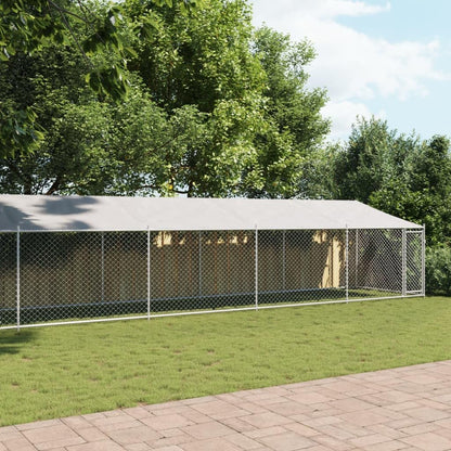 Dog Cage with Roof and Door, Grey, 10x2x2 m, Galvanized Steel, Walk-In Chicken Coop, Galvanized Chicken Coop, Chicken Coop, Chicken Coop, Backyard