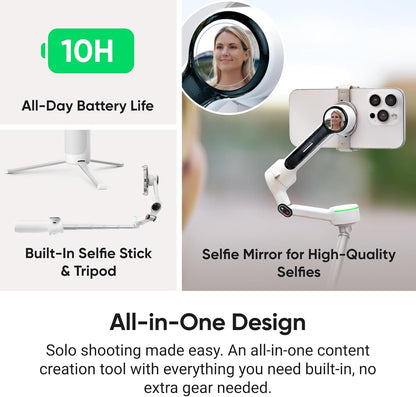 Insta360 Flow 2 Pro Gimbal Stabilizer voor iPhone, Android, AI Phone Gimbal, Ingebouwde Selfie Stick & Statief, Telefoonstabilisator voor video-opname, Youtube, Tiktok, Travel - Ultimate Creator