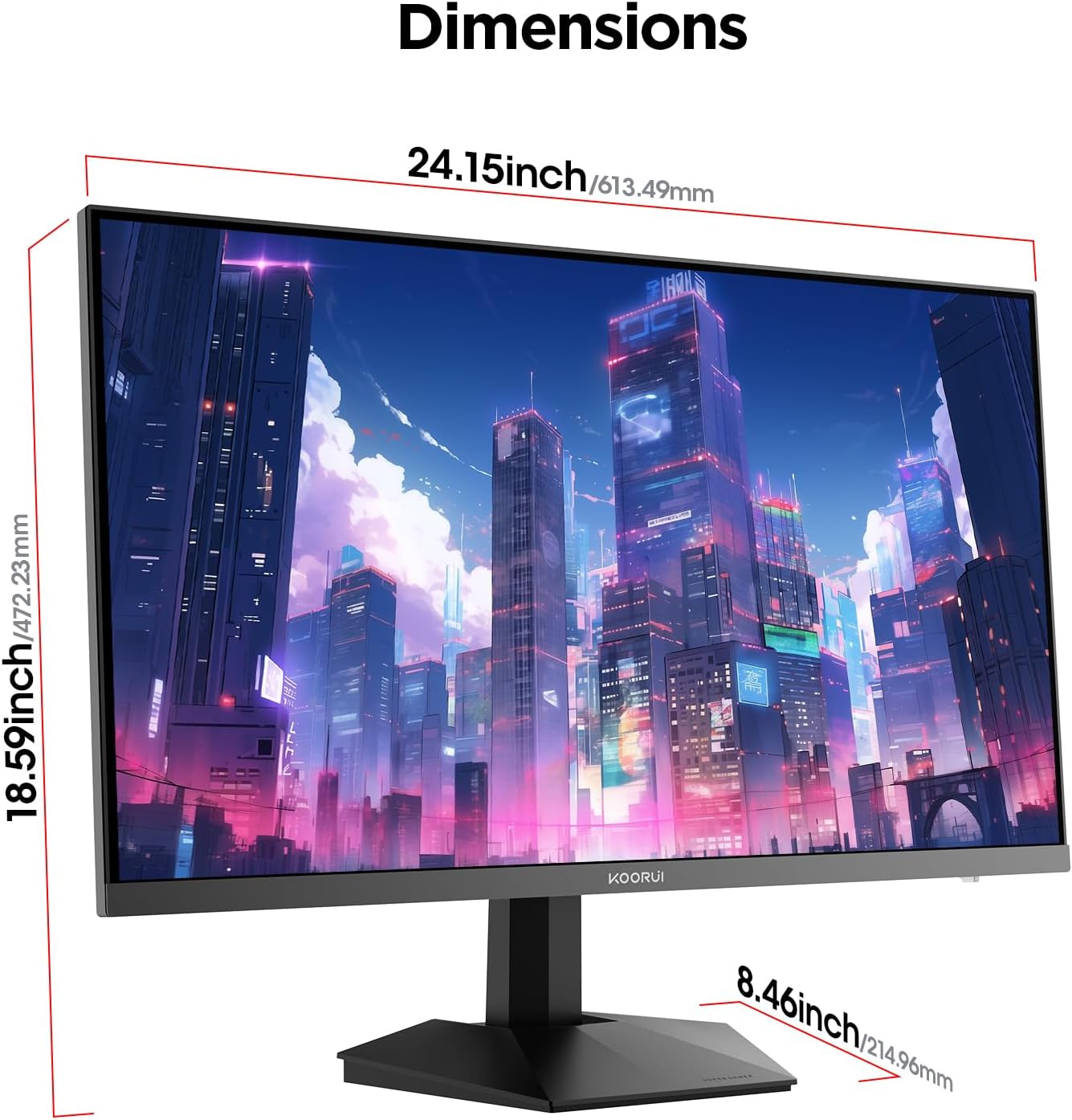 KOORUI 27-Zoll-Gaming Monitor, QHD 2560 x 1440p, 200 Hz, 1 ms schnelles IPS Display, HDR400, FreeSync Premium, Schwarz - QUORE